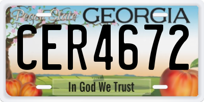 GA license plate CER4672