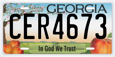 GA license plate CER4673