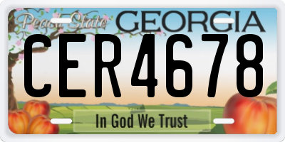 GA license plate CER4678