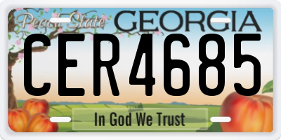 GA license plate CER4685