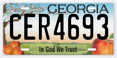 GA license plate CER4693