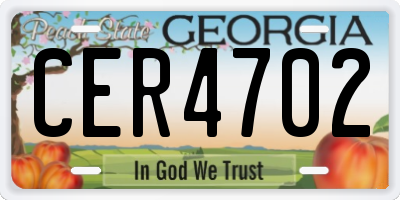 GA license plate CER4702
