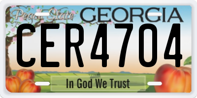 GA license plate CER4704