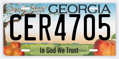 GA license plate CER4705