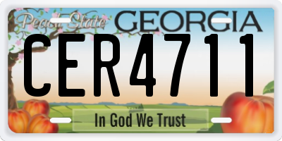 GA license plate CER4711