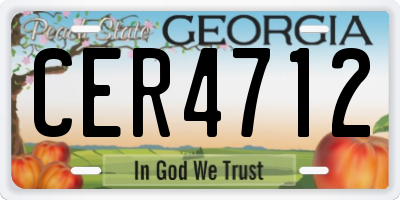 GA license plate CER4712
