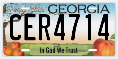 GA license plate CER4714