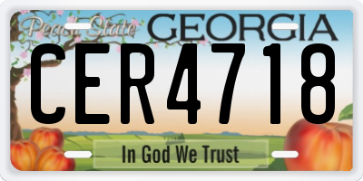 GA license plate CER4718