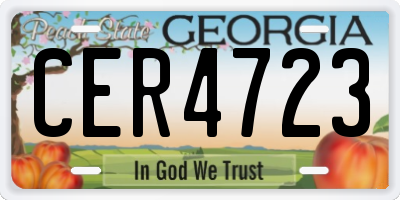 GA license plate CER4723