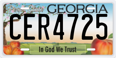 GA license plate CER4725