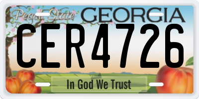 GA license plate CER4726