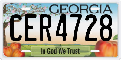 GA license plate CER4728