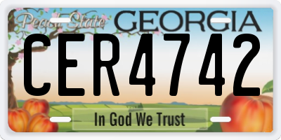 GA license plate CER4742