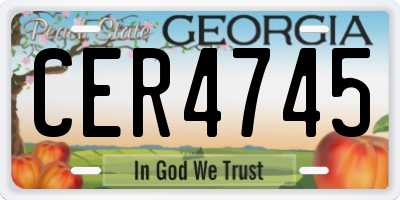 GA license plate CER4745