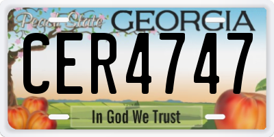 GA license plate CER4747
