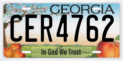 GA license plate CER4762