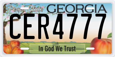 GA license plate CER4777