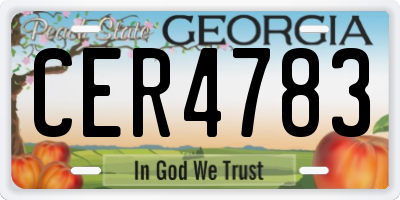 GA license plate CER4783