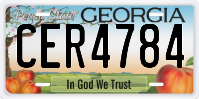 GA license plate CER4784