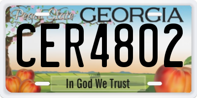 GA license plate CER4802