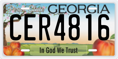 GA license plate CER4816