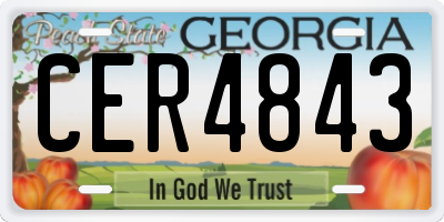 GA license plate CER4843