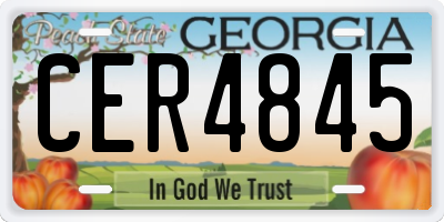 GA license plate CER4845