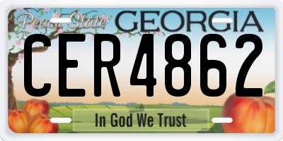 GA license plate CER4862