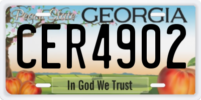 GA license plate CER4902