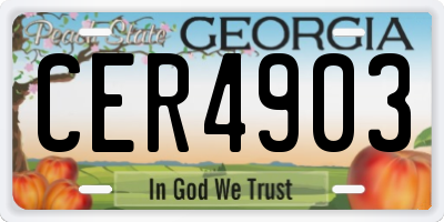 GA license plate CER4903