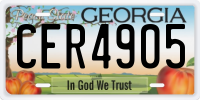 GA license plate CER4905