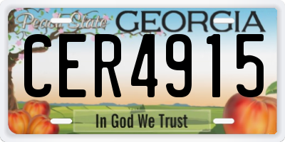 GA license plate CER4915