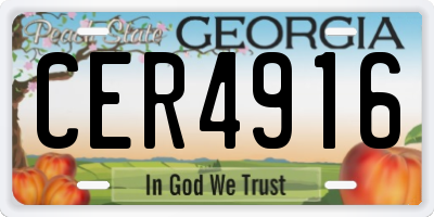 GA license plate CER4916
