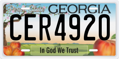 GA license plate CER4920