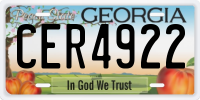 GA license plate CER4922