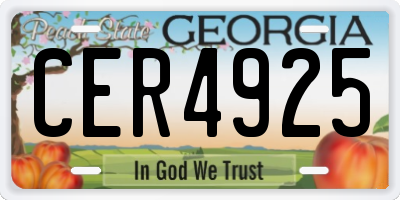 GA license plate CER4925