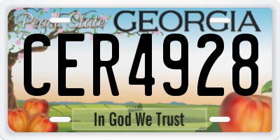 GA license plate CER4928