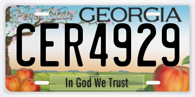 GA license plate CER4929