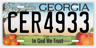 GA license plate CER4933