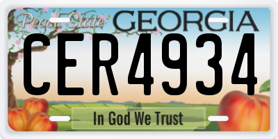 GA license plate CER4934