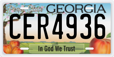 GA license plate CER4936