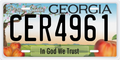 GA license plate CER4961