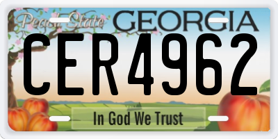 GA license plate CER4962