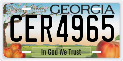 GA license plate CER4965