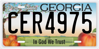 GA license plate CER4975