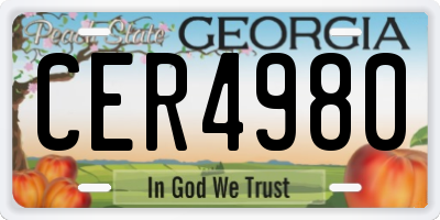 GA license plate CER4980