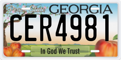 GA license plate CER4981