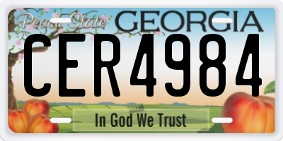 GA license plate CER4984