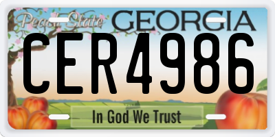 GA license plate CER4986