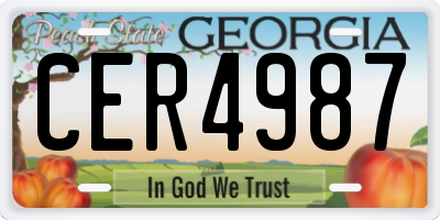 GA license plate CER4987